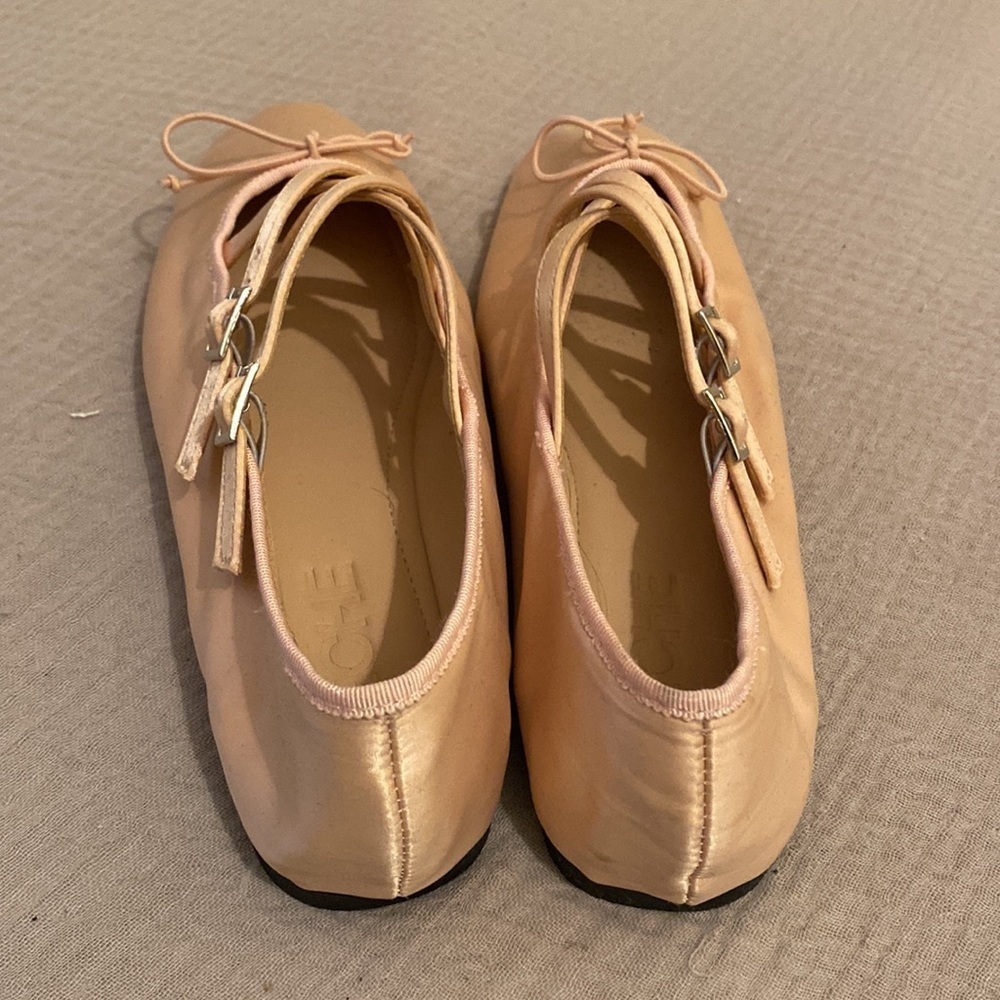 Women's Satin Ballet Flats with Crisscross Straps - Blush - Picture 4 of 5